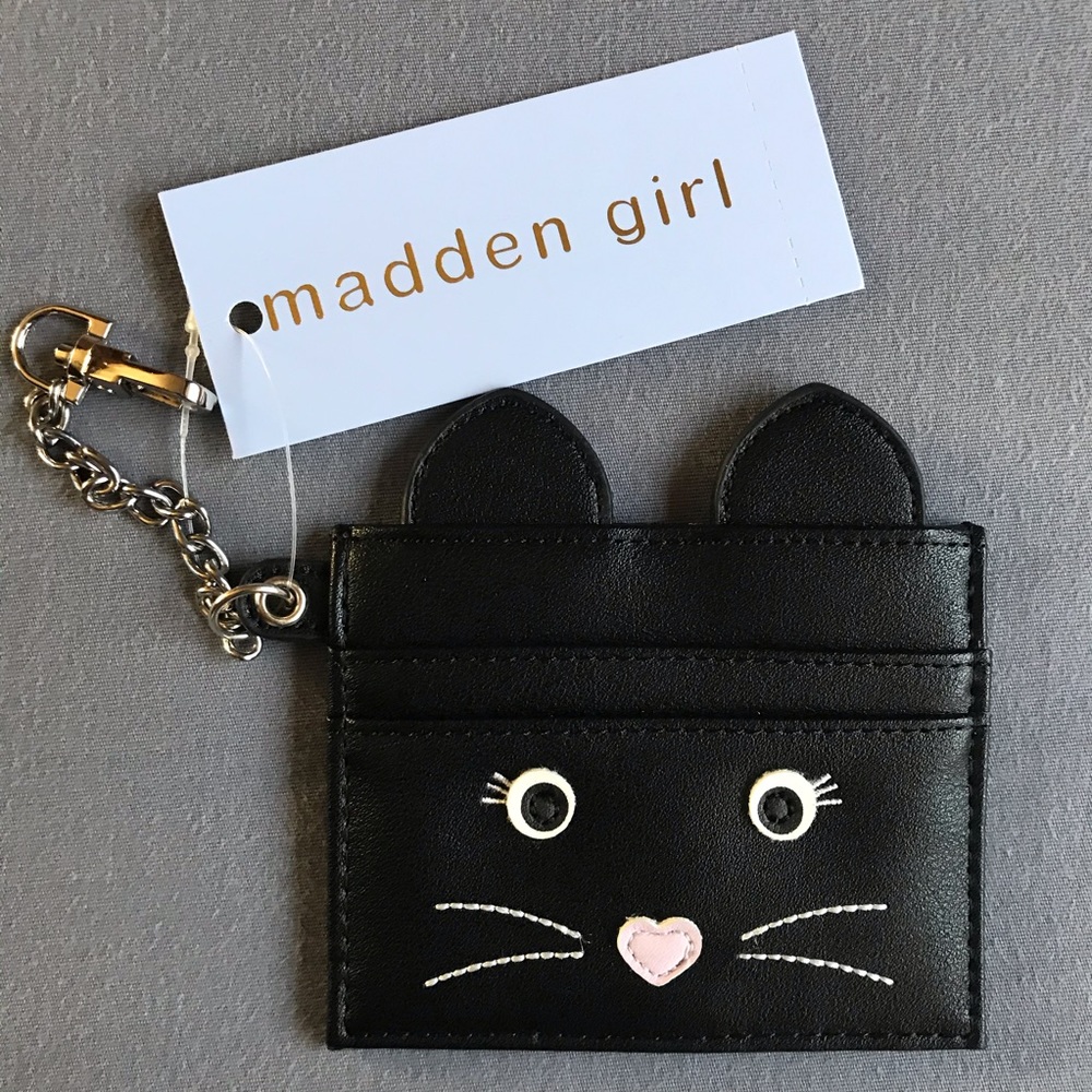 NWT Madden Girl Black Cat Card Holder
